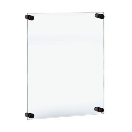 Azar Displays Floating Acrylic Wall Frame with Black Stand Off Caps 105524-BLK
